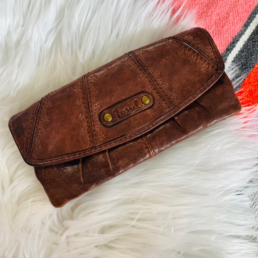Fossil Leather Foldover Wallet
